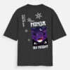 tofu-ninja-by-night-oversized-unisex-tshirt-don’t-mess-edition-black-back Black oversized unisex T-shirt featuring “Tofu Ninja by Night” design with cute tofu ninja character, night sky, and ninja silhouettes with a warning on the back.