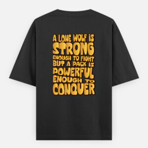 Lone Wolf, Loud Pack – Motivational Gold Wolf Tee for Bold Souls | Unisex Oversized T-Shirt