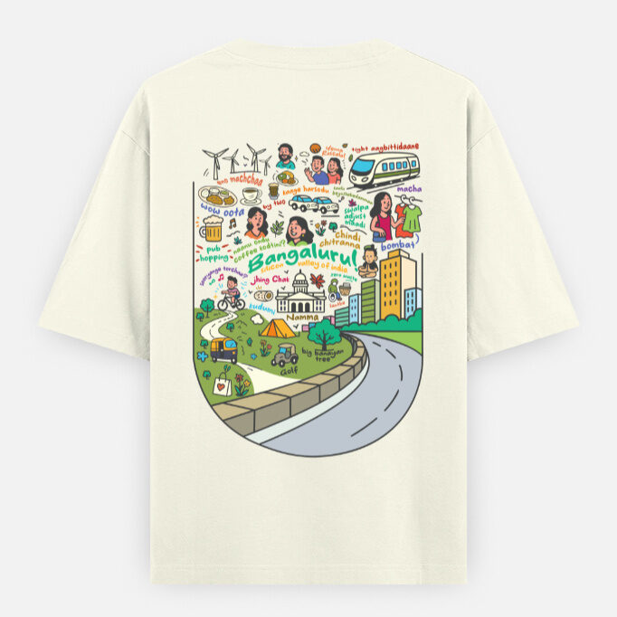 bangaluru oversized off white tee back