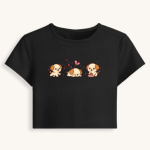 Black Cute Dog Baby Tee with cute dogs on the front