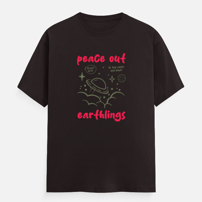 peace-out-earthlings-unisex-graphic-classic-crew-t-shirt-ufo-clouds-stars-planets-design-coffee-brown-front.jpg Coffee Brown Peace Out Earthlings Unisex Graphic Classic Crew T-shirt with UFO clouds stars planets design on the front