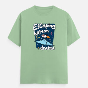 Jade Tribal bay Unisex Classic Crew Cotton T-shirt with rockets and stars on the front